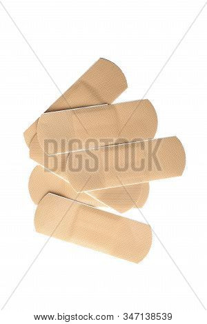 Medical Sticking Plasters Isolated On White. First Aid Item