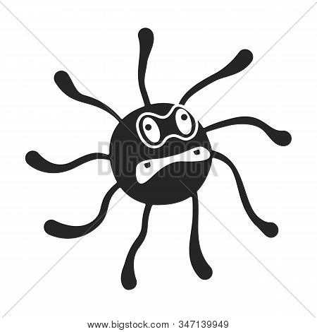 Bacteria Of Virus Vector Icon.black, Simple Vector Icon Isolated On White Background Bacteria Of Vir