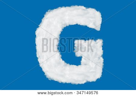 Letter G Font Shape Element Made Of Clouds On Blue Background Over Sky