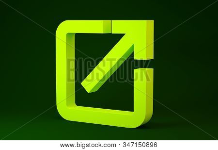 Yellow Open In New Window Icon Isolated On Green Background. Open Another Tab Button Sign. Browser F