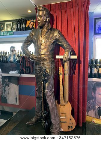 Abu Ghosh, Israel - January 11, 2020: Statue Of Elvis Presley In The Interior Of The Elvis Cafe At T