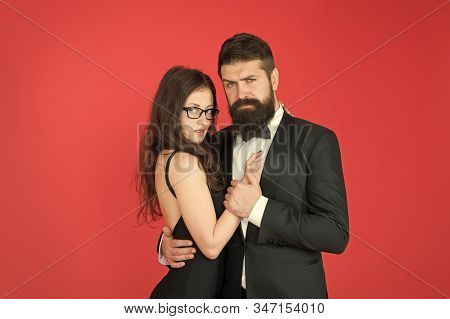 First Date. Loving Couple On Date. Boyfriend Date Sexy Girlfriend. Bearded Man Hug Sensual Woman. Co