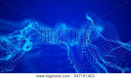Wave 3d. Dynamic Wave. Big Data Visualization. Data Technology Abstract Futuristic Illustration. 4k.