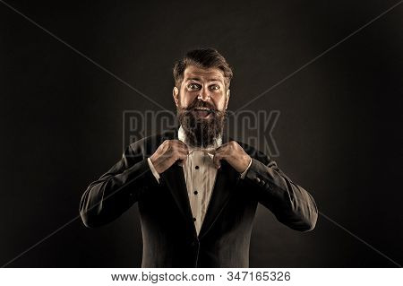 Official Event Dress Code. Classic Style. Classic Outfit. Perfect Groom. Bearded Man With Bow Tie. W