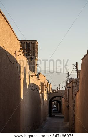 Typical Windtower Made Of Clay Taken In The Streets Of Yazd, Iran. These Towers, Aimed At Cooling Do