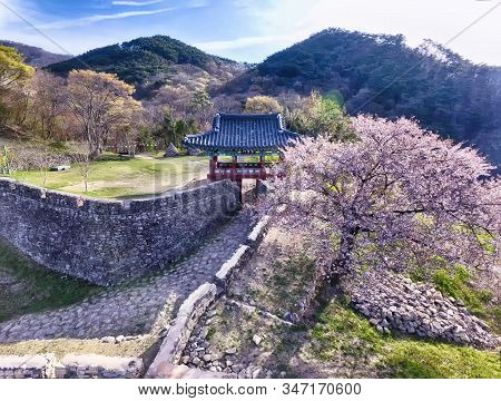 Aerial View Of Geumseong Mountain Fortress, Damyang, Jeonnam, South Korea, Asia