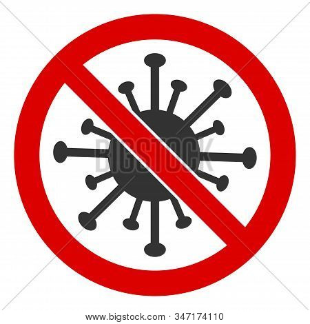 Raster Stop Coronavirus Flat Icon. Raster Pictograph Style Is A Flat Symbol Stop Coronavirus Icon On