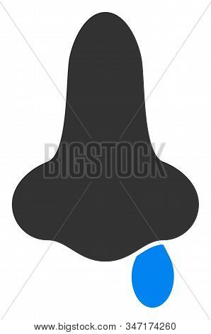 Raster Nose Flu Flat Icon. Raster Pictogram Style Is A Flat Symbol Nose Flu Icon On A White Backgrou