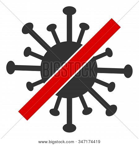 Raster No Coronavirus Flat Icon. Raster Pictogram Style Is A Flat Symbol No Coronavirus Icon On A Wh