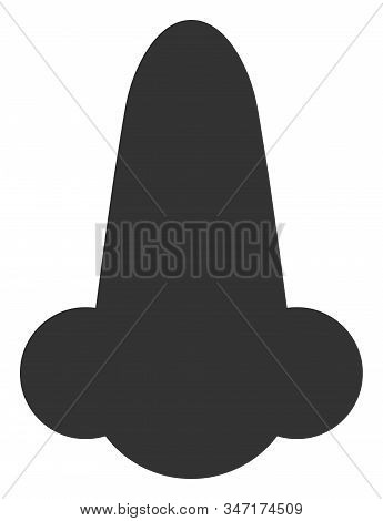 Raster Human Nose Flat Icon. Raster Pictograph Style Is A Flat Symbol Human Nose Icon On A White Bac