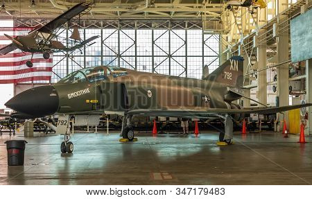 Oahu, Hawaii, Usa. - January 10, 2020: Pearl Harbor Aviation Museum. Green Xn 792 Fighter Jet Smooth
