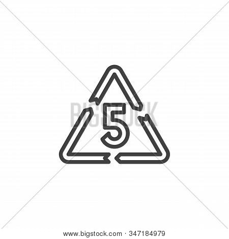 Pp 5, Industrial Marking Plastic Line Icon. Linear Style Sign For Mobile Concept And Web Design. Pol