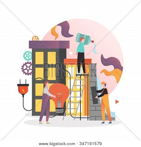 Hydroelectric Power, Dam Energy Production, Vector Illustration