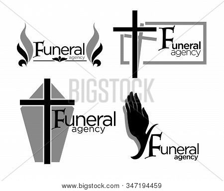 Burial And Funeral Agency Isolated Icons, Interment Arrangement