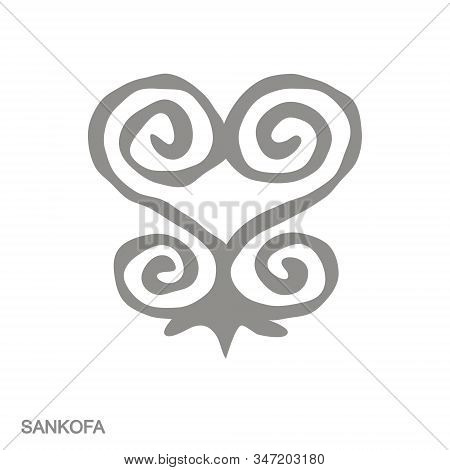 Vector Monochrome Icon With Adinkra Symbol Sankofa