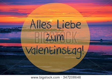 Sunset Or Sunrise At Sweden Ocean, Valentinstag Means Valentines Day