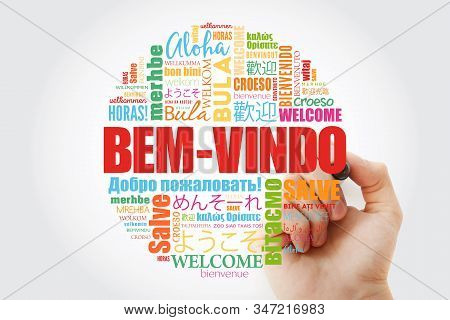 Bem-vindo (welcome In Portuguese) Word Cloud With Marker In Different Languages, Conceptual Backgrou