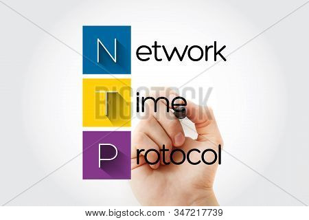 Ntp - Network Time Protocol Acronym With Marker, Technology Concept Background