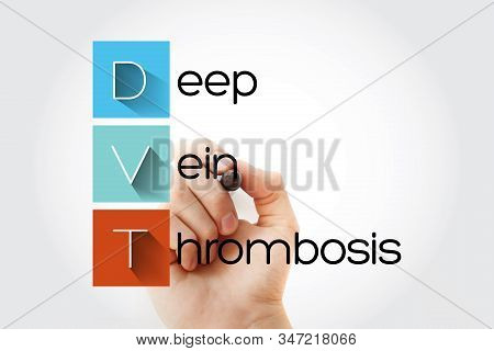 Dvt - Deep Vein Thrombosis Acronym With Marker, Health Concept Background