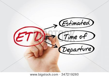 Etd - Estimated Time Of Departure Acronym With Marker, Business Concept Background