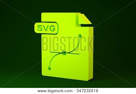 Yellow Svg File Document. Download Svg Button Icon Isolated On Green Background. Svg File Symbol. Mi