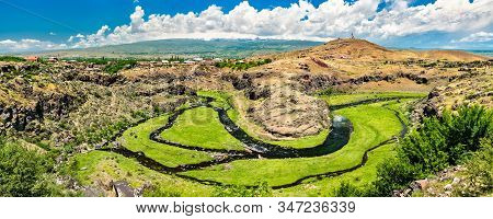 Aerial View Of The Kasagh River At Oshakan In Armenia