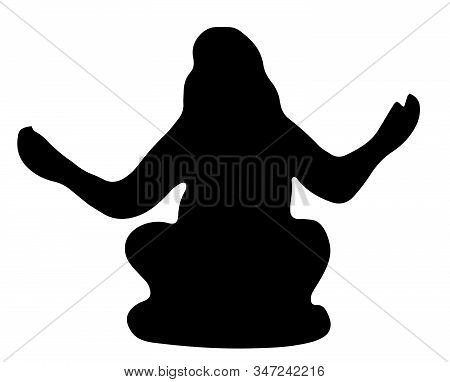 Yoga Silhouette Isolated On White Background. Vector Illustration Of Yoga Pose Lotus.