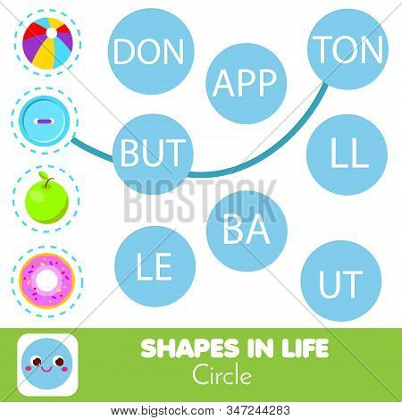 Educational Game For Children. Word Puzzle And Learning Shapes Game. Circle Objects