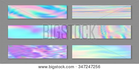 Holographic Stylish Flyer Horizontal Fluid Gradient Princess Backgrounds Vector Collection. Pearlece