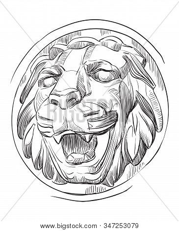 Vector Stone Head Of Lion
