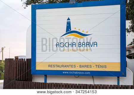 Carvoeiro, Portugal - January 21, 2020: Sign For The Rocha Brava Village Resort In The Algrave, Feat