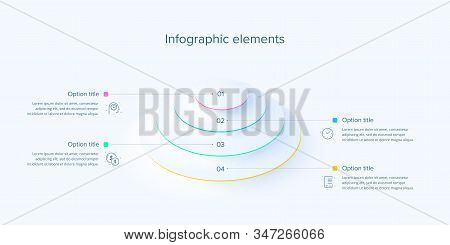 Business Process Chart Infographics With 4 Steps In Neumorphism Design. Circle Corporate Workflow Gr