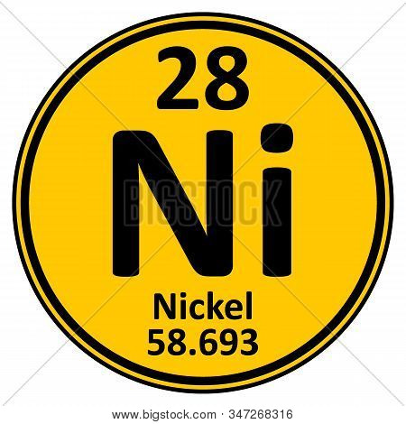 Periodic Table Element Nickel Icon On White Background. Vector Illustration.