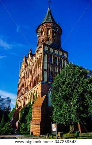 Restored Cathedral On Kant Island, Symbol Of The City Of Kaliningrad And The Main Place Of Interest 