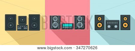 Stereo System Icons Set. Flat Set Of Stereo System Vector Icons For Web Design