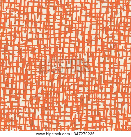 Abstract Hand-drawn Monochrome Textile Weave Texture Vector Seamless Pattern. Organic Cross Hatch St