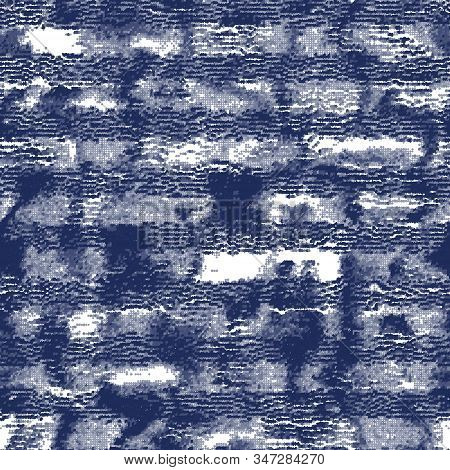 Indigo Cyanotype Dyed Effect Worn Navy Pattern