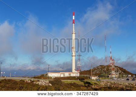 Tower Broadcasts A Television And An Internet Signal On Mount Foia. Portugal Algarve
