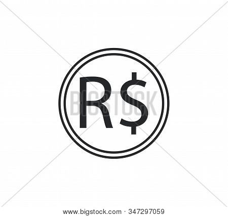 Brazilian Real Icon. Vector Illustration, Flat Design