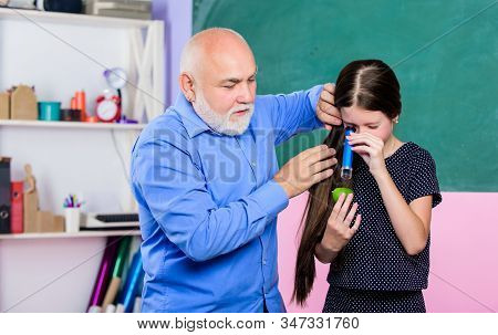 Back To School. Biology School Lesson. Pedagogue Friendly Kind. Experienced Pedagogue. Teaching Kid.