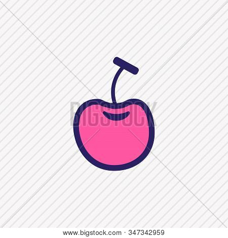 Vector Illustration Of Cherry Icon Colored Line. Beautiful Food Element Also Can Be Used As Morello 