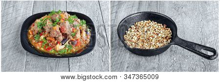 Stewed Lamb Stew With Vegetables In Beer. Toasted Pine Nuts For Piquancy