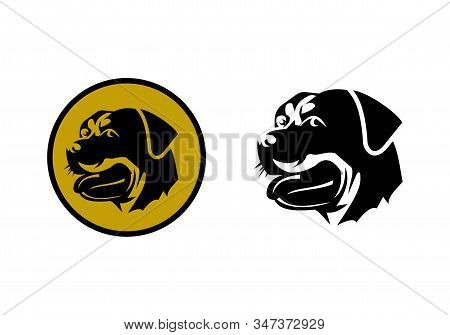 Rotweiler Head Logo Design On White Background