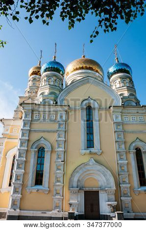 Russia, Vladivostok, July 2018: Cathedral Of Intercession Of  Holy Virgin
