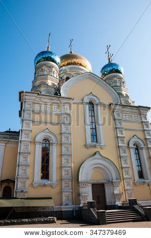 Russia, Vladivostok, July 2018: Cathedral Of Intercession Of  Holy Virgin