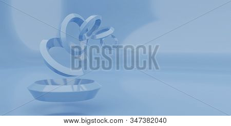 Colorful Abstract Geometric Glossy Figur Strucutre, Blue Colored Torus Rings 3d Illustration Render