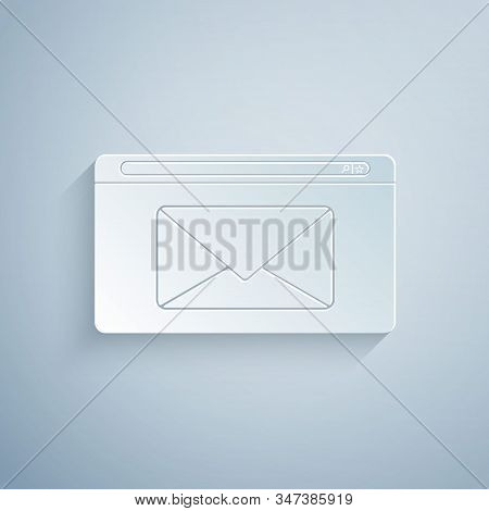Paper Cut Mail And E-mail Icon Isolated On Grey Background. Envelope Symbol E-mail. Email Message Si