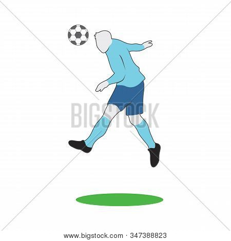 Men Heading Ball Soccer Illustration,  Football Player Kicking Ball Vector Template