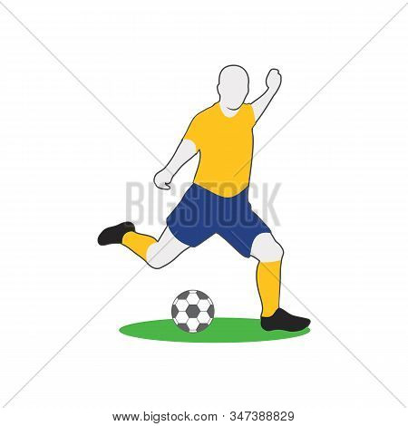 Men Kicking Ball Soccer Illustration,  Football Player Kicking Ball Vector Template