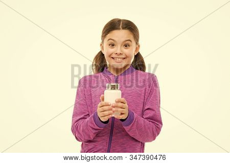 Small Child Isolated On White. Pills For Healthy Growth. Early Phisical Development. Food Additives 